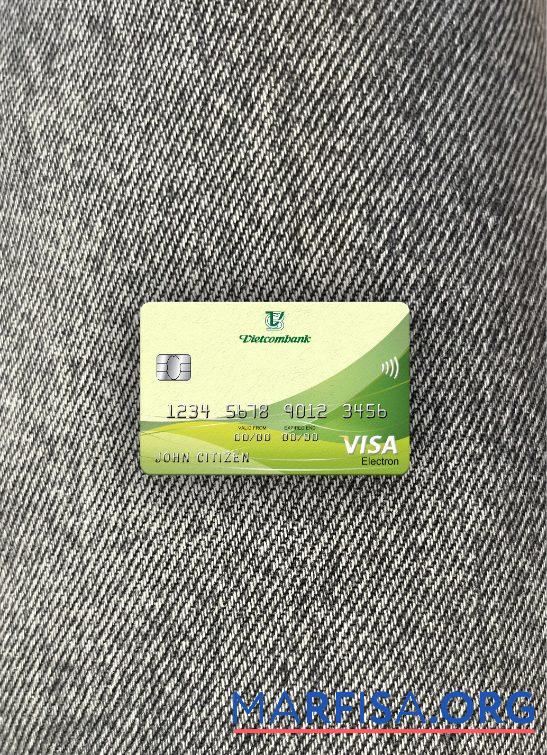 Realistic Vietnam Vietcombank visa electron card photolook front template